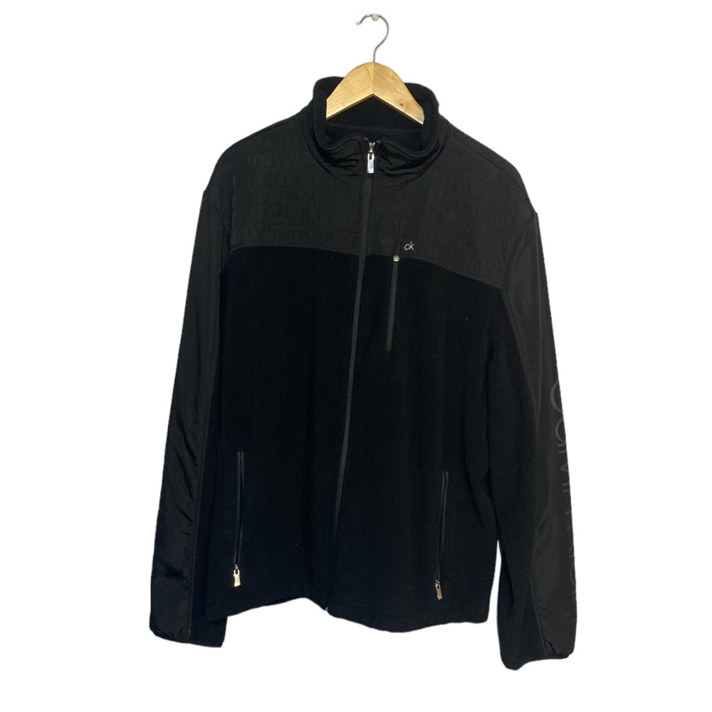 Calvin Klein Men’s Full Zip Fleece Hybrid Quilted Black Jacket Size 2XL